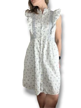 LA Vie by Rebecca Taylor size small white cotton print dress